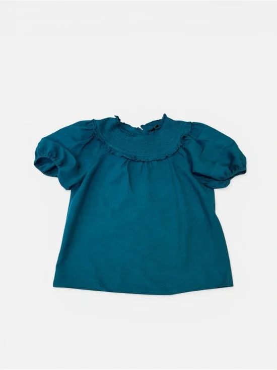 Anthropologie Current Air Smocked Collar Puff Sleeve Top in Deep Teal M - Picture 9 of 12